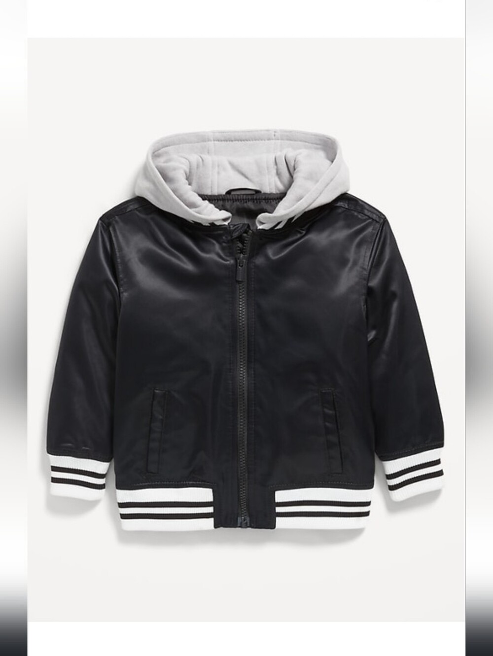 NWOT Old Navy Hooded Satin Bomber Jacket